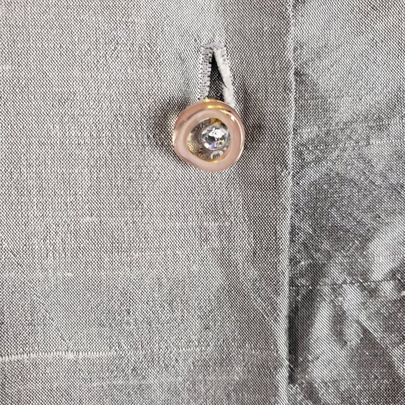 Connie Roberson Button Up Top Silver Dupioni Silk Long Sleeve Blouse Size Large - Picture 4 of 8